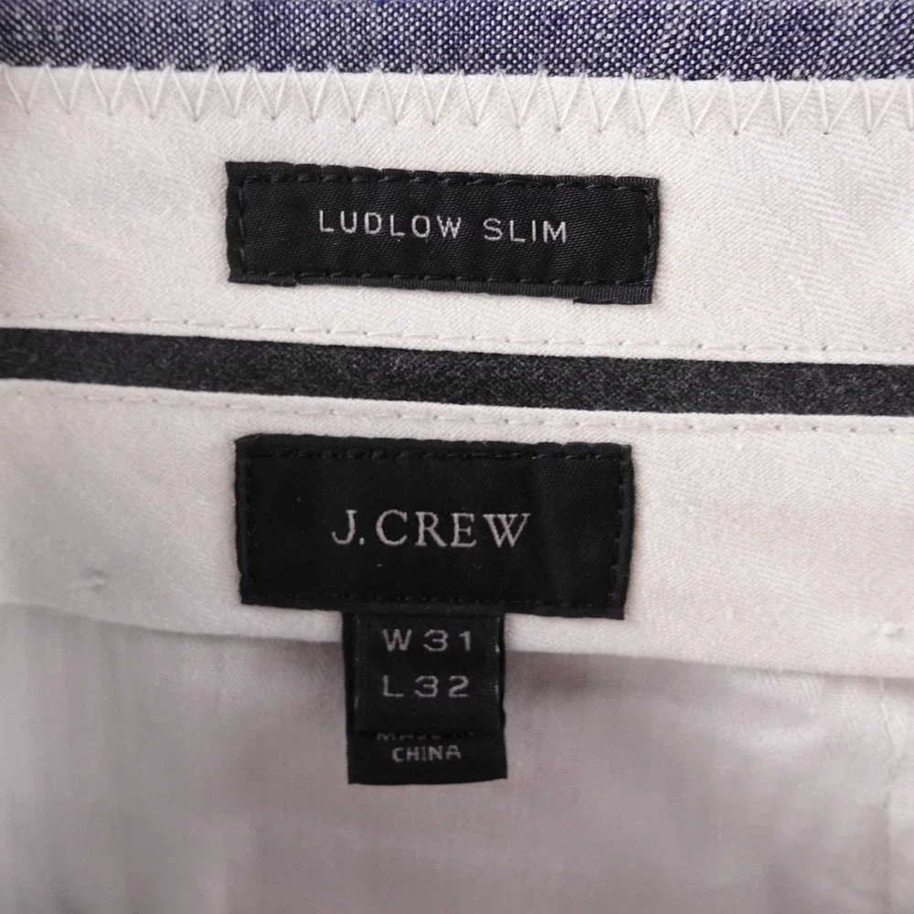 J.Crew Ludlow Suit Jacket 36S Mens Blue Cotton Chambray Blazer Slim Fit 2-Button